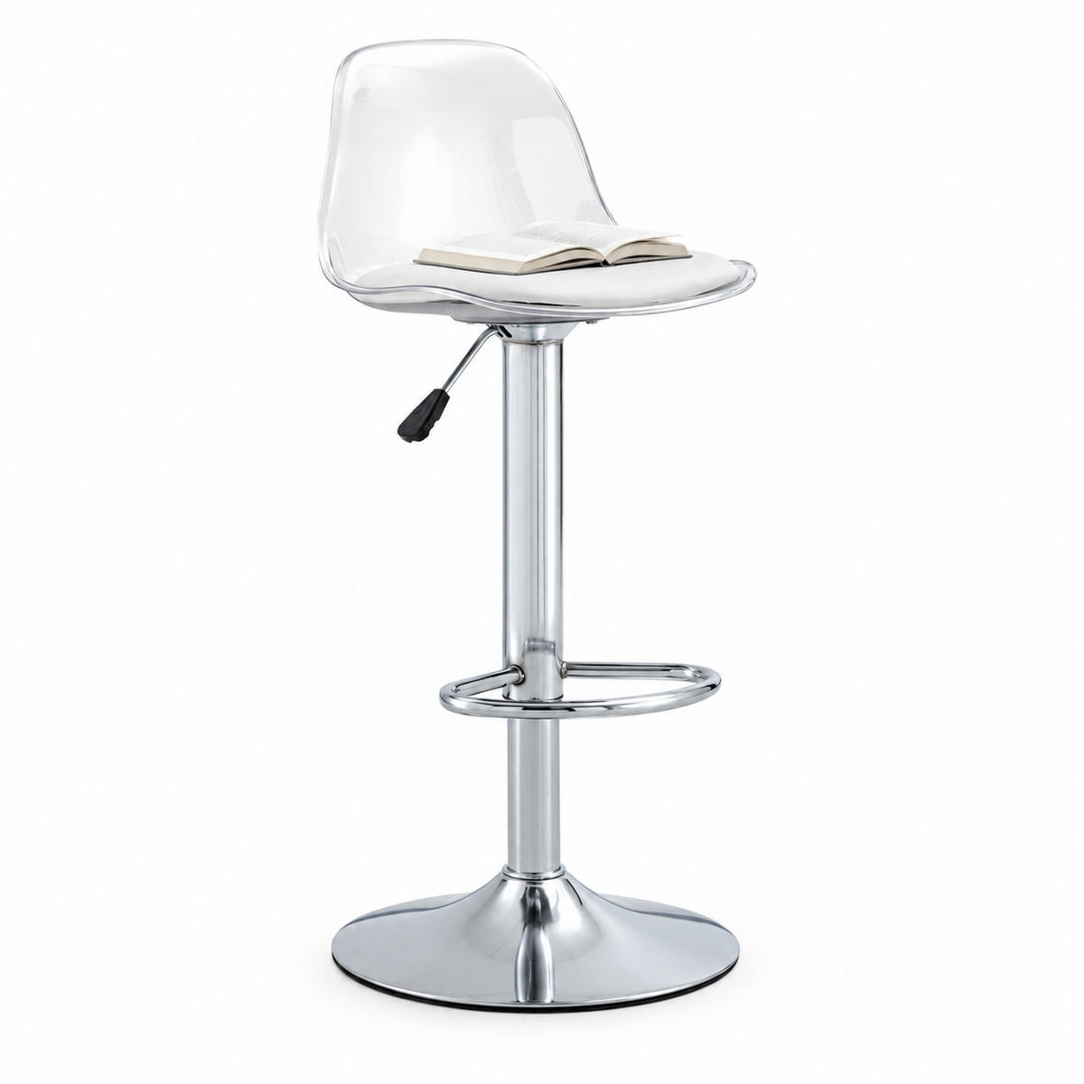BARHOCKER 2er-Set 82–104 cm Weiß/Silberfarben mit Drehfunktion - Weiß, Metall (40.5/99/40.5cm) - MIVRAY