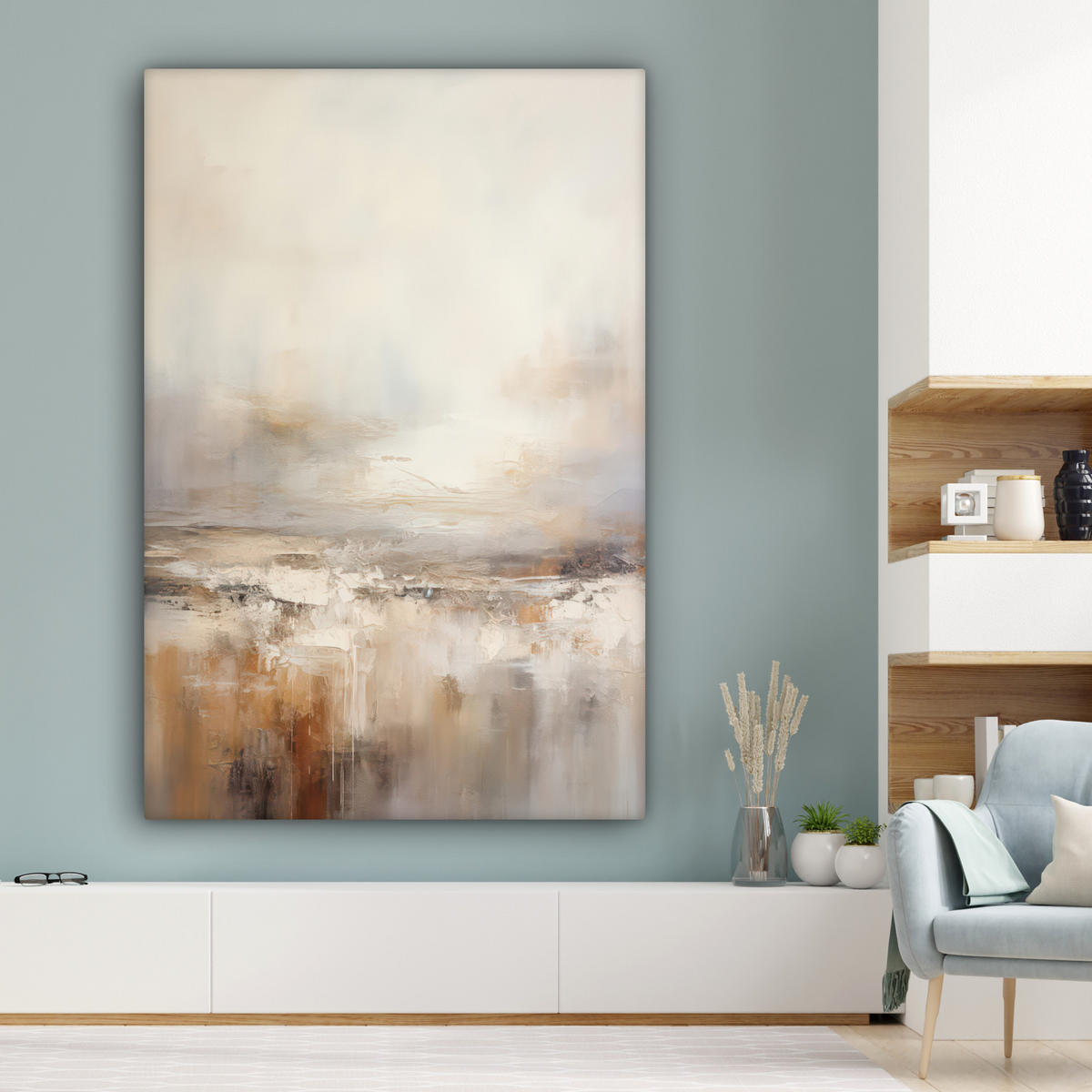 LEINWANDBILD Kunst - Industriell - Grau - Braun - Abstrakt Deko Groß 90x140 cm - Sandfarben, Textil (90/140cm) - MuchoWow