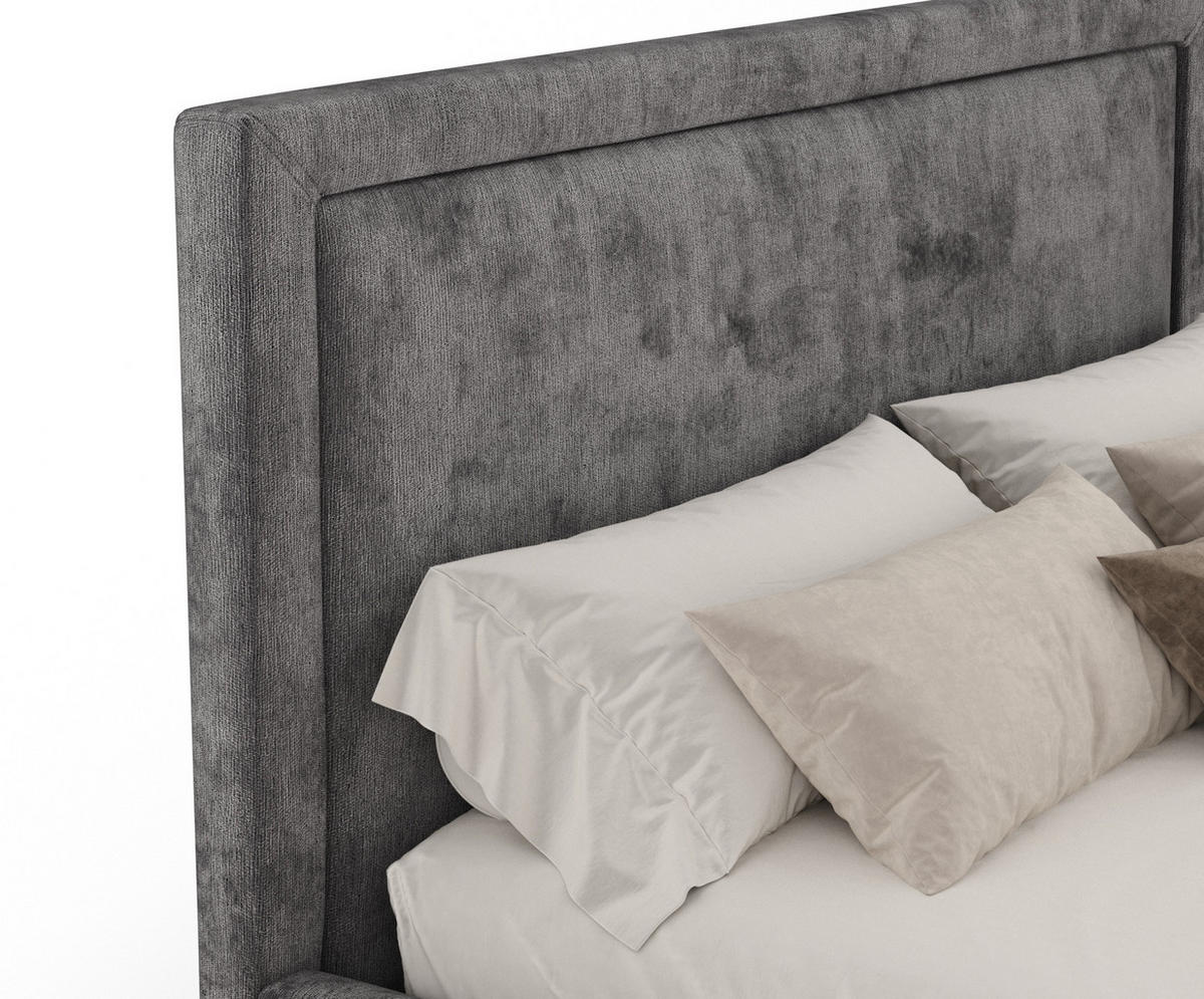 POLSTERBETT Ordina Dunkelgrau 140/200 cm im Chenille-Stoff - Dunkelgrau/Naturfarben, Holz/Holzwerkstoff (140/200cm) - Maison de Reve