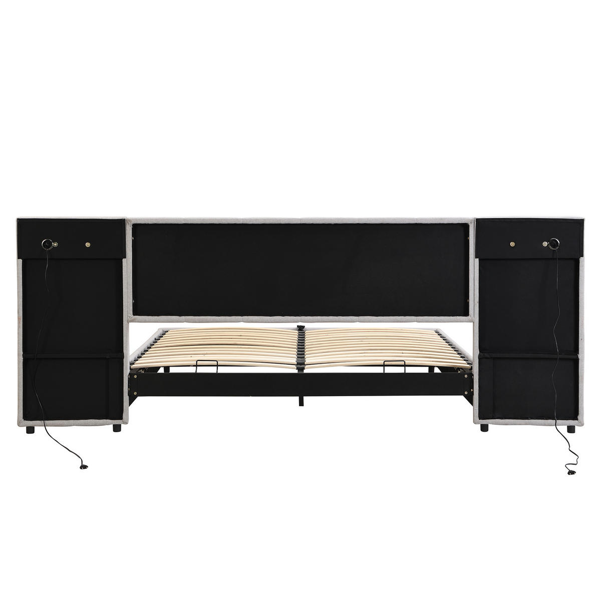 STAURAUMBETT 180/200 cm DE-02539, mit USB, kabellosem Laden und LED, in Grau - Grau, Metall (180/200cm) - ComfortXL