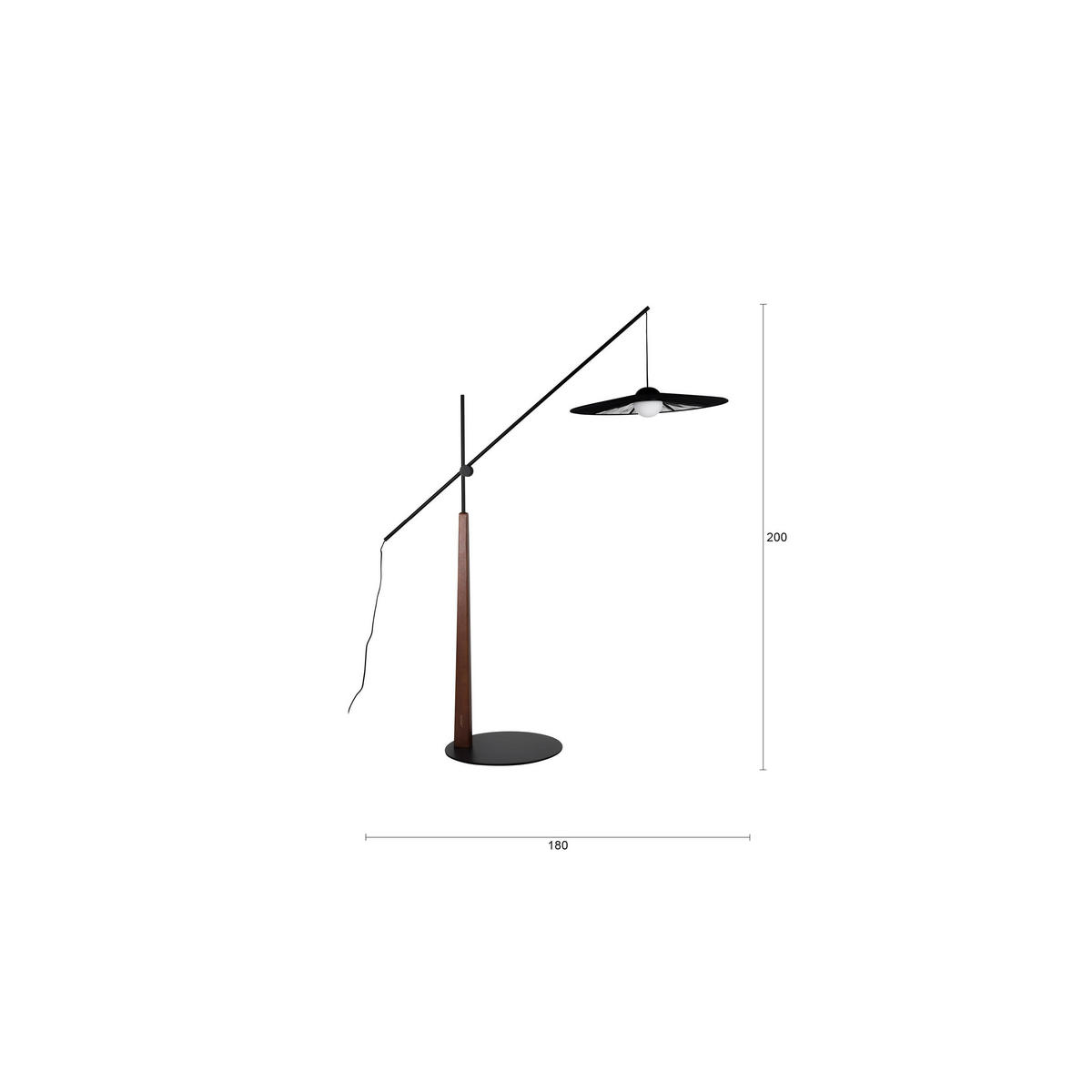 STEHLAMPE Belle Schwarz - Schwarz, Metall (180/65/200cm) - Zuiver