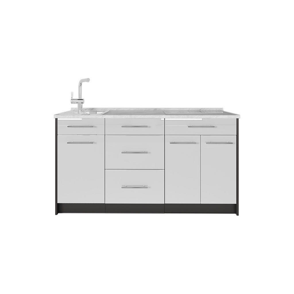 Vicco KUCHYŇSKÝ BLOK Fame-Line, Bílá vysoký lesk, 150 cm, PD Mramor
