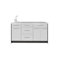 KÜCHENBLOCK Fame-Line, Weiß Hochglanz, 150 cm, AP Marmor - Weiß Hochglanz/Anthrazit, Holzwerkstoff (150/82/60cm) - Vicco