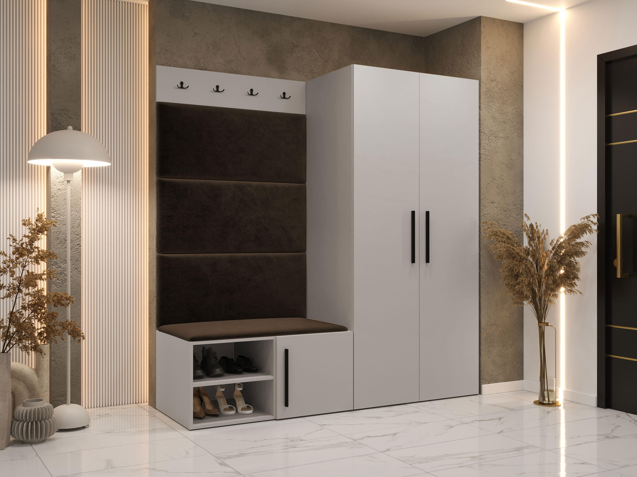 GARDEROBEN-SET Medi I - Kaschmir/Schwarz, Holzwerkstoff/Kunststoff (80/191/50cm) - MIRJAN24