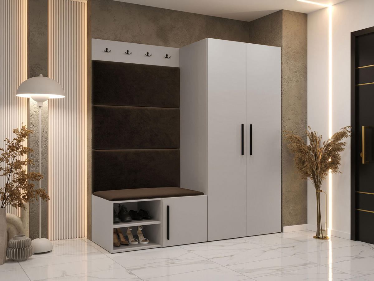 GARDEROBEN-SET Medi I - Kaschmir/Schwarz, Holzwerkstoff/Kunststoff (80/191/50cm) - MIRJAN24