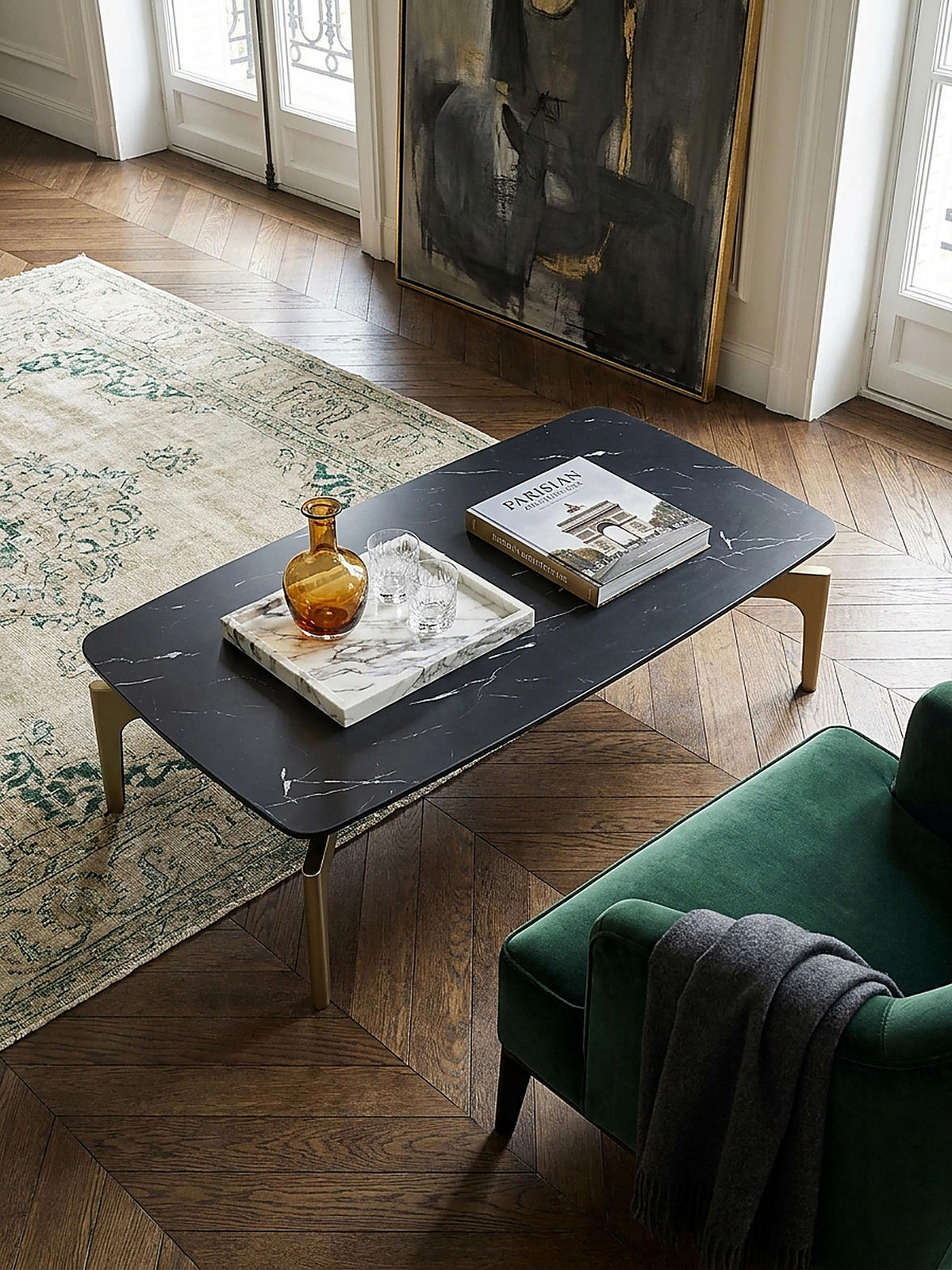 COUCHTISCH Schwarz/Gold Hochglanz Marmor Optik 120x60x30.5 cm Metall-Gestell - Goldfarben/Schwarz, Holzwerkstoff/Metall (60/120/31cm) - KADIMA DESIGN