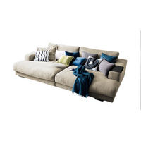 BIG SOFA XL MIT TABLETT SCHWARZ MADELINE Cremeweiß Webstoff - Creme/Schwarz, Kunststoff/Textil (290/85/190cm) - KAWOLA