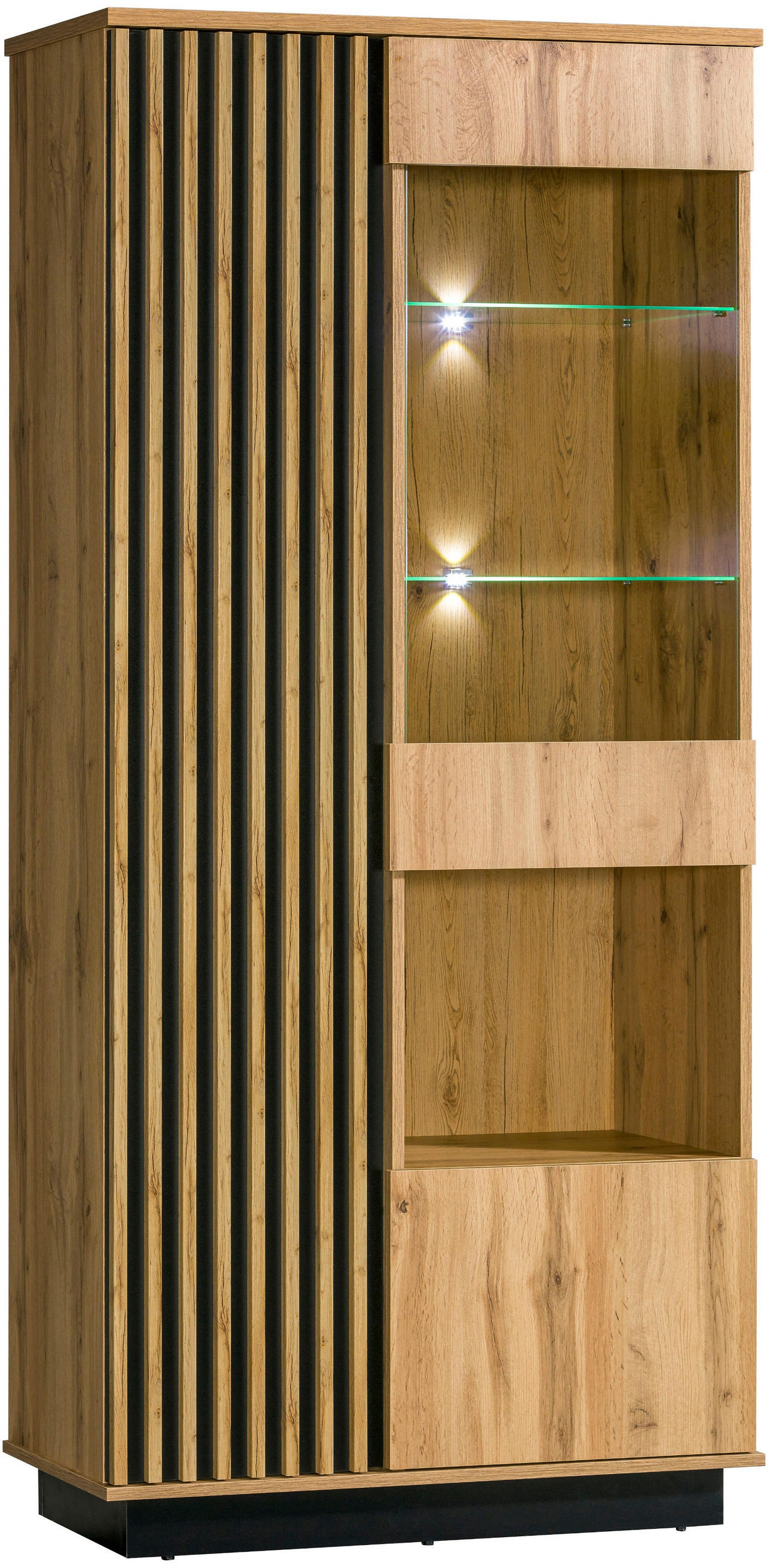 VITRINE KIMA 193,6/90 cm in Eiche Wotan - Braun, Holzwerkstoff (90/193.6/40cm) - MASSENO