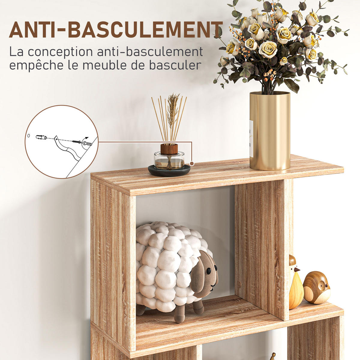 REGAL DE-15540 60/24/184 cm, S-Form Naturholz - Naturfarben, Holzwerkstoff (60/184.5/24cm) - ComfortXL