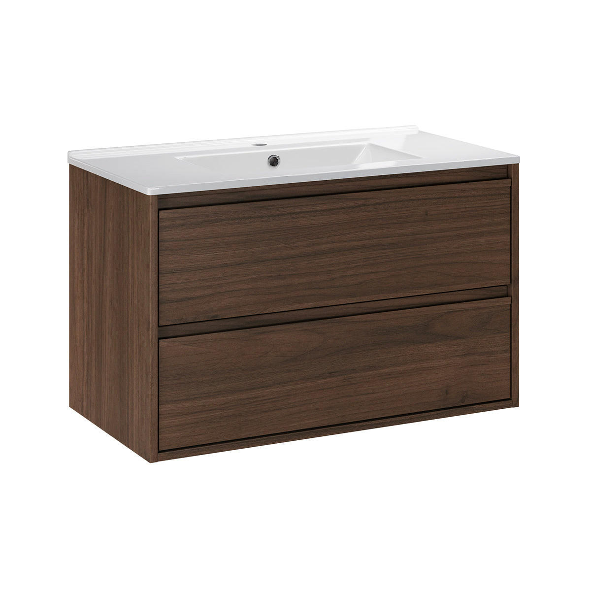 BADMÖBEL 81cm Edmé 2er-Set Dunkles Holz - Braun, Holzwerkstoff (81/52/46cm) - Petits-meubles