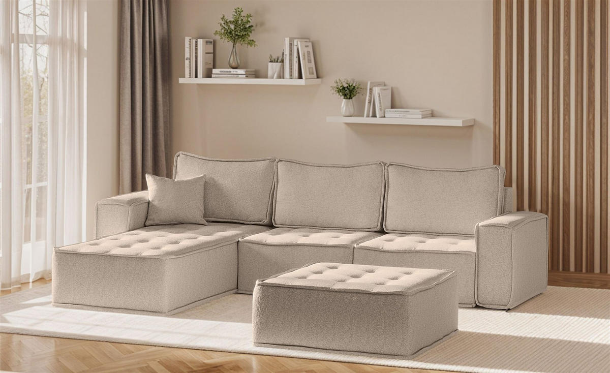 ECKSOFA Sande In Alpine - Hellbraun, Holzwerkstoff/Textil (292/192cm) - Fun Möbel