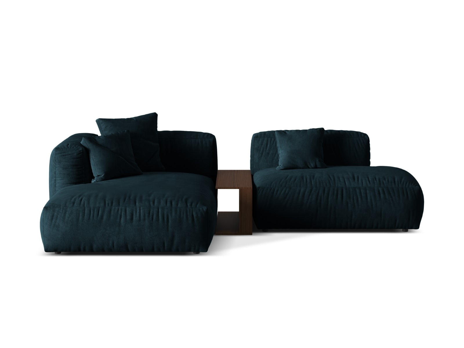 ECKSOFA modular links Martina aus Samt dunkel petrol 2 Sitzplätze - Petrol, Textil (176/285cm) - Micadoni