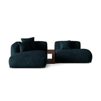 ECKSOFA modular links Martina aus Samt dunkel petrol 2 Sitzplätze - Petrol, Textil (176/285cm) - Micadoni