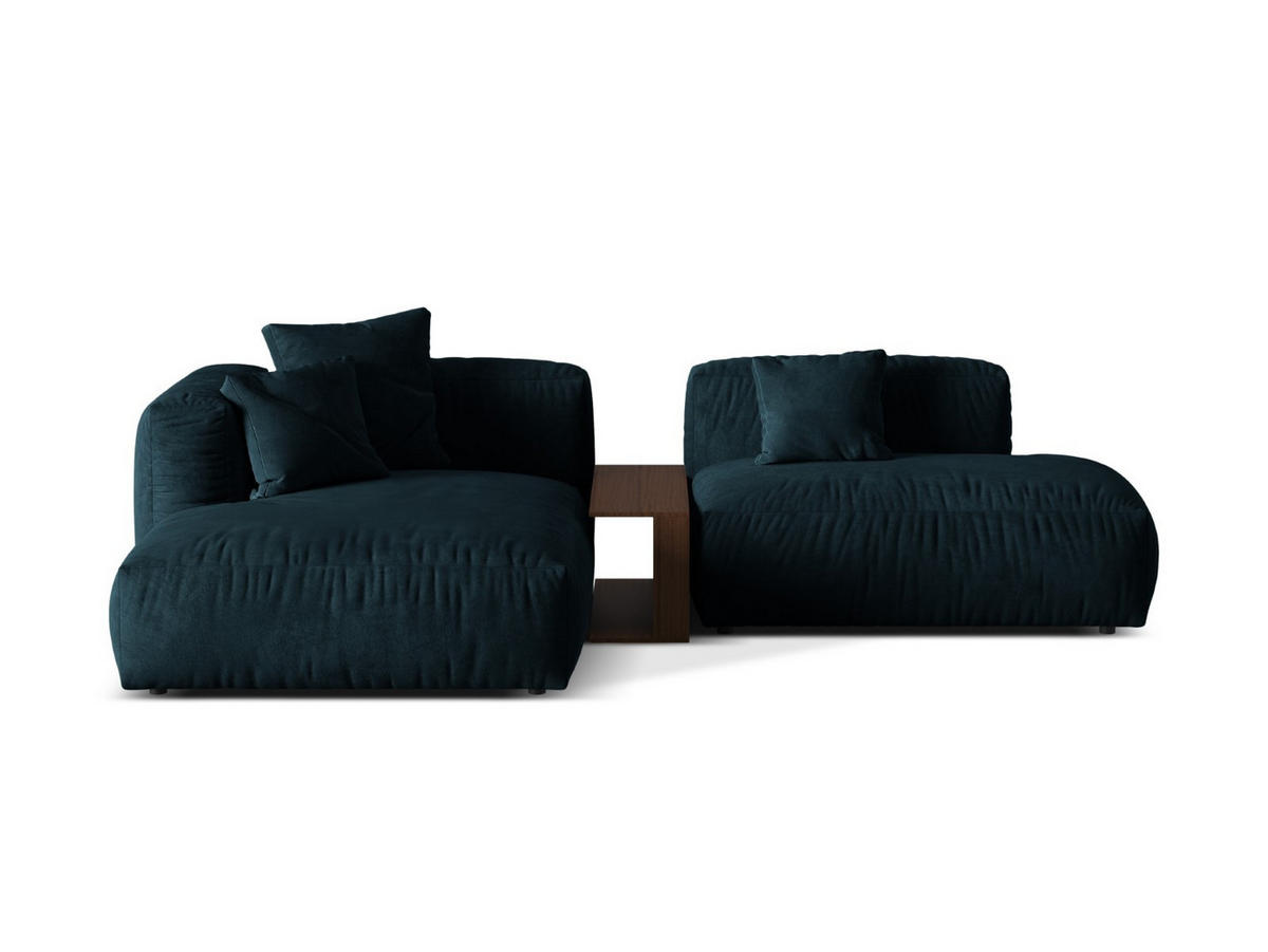 ECKSOFA modular links Martina aus Samt dunkel petrol 2 Sitzplätze - Petrol, Textil (176/285cm) - Micadoni