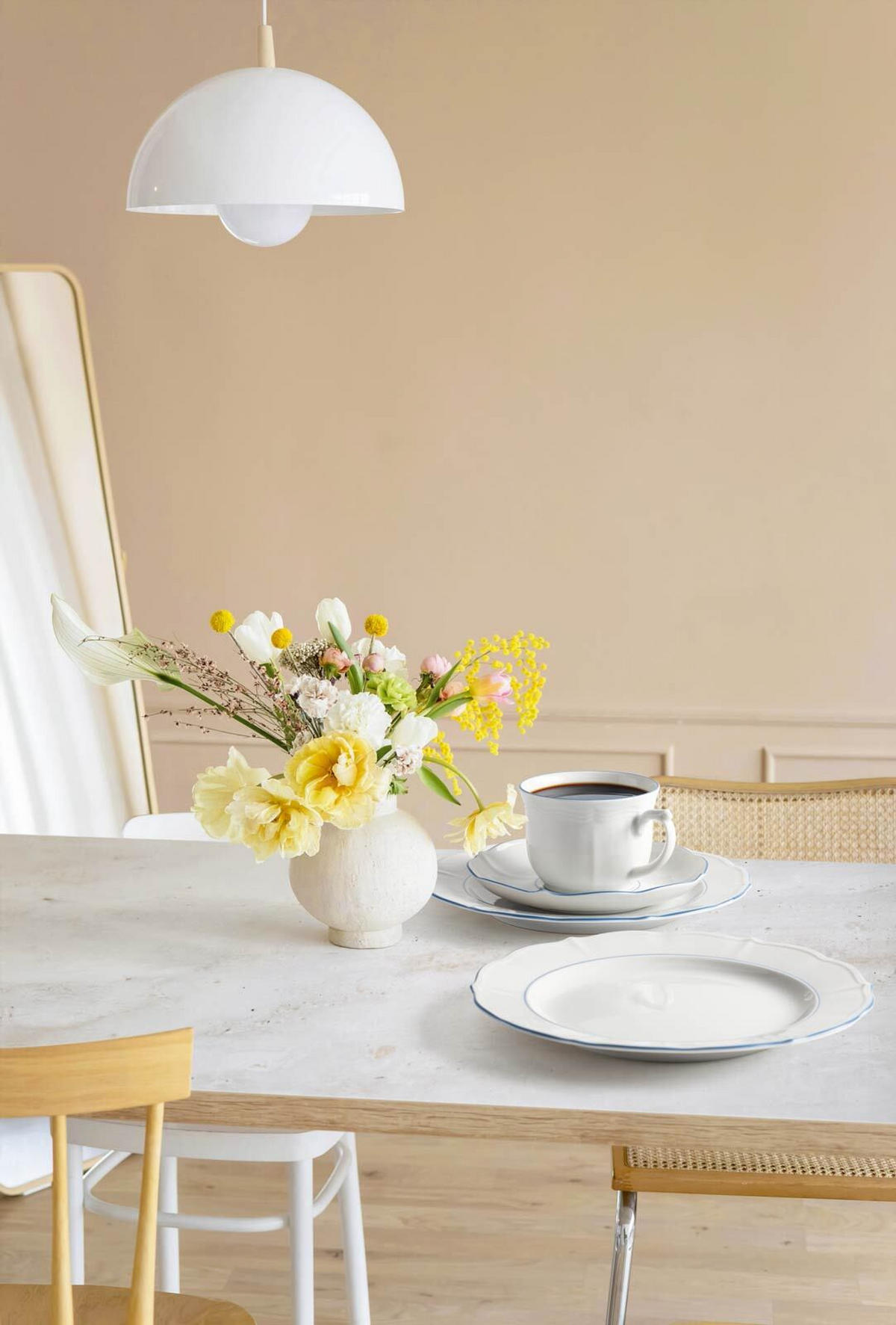 KAFFEESERVICE Sonate Blue Lines weiß-blau 18er Set - Blau/Weiß, Keramik (24/18.1/43cm) - Seltmann Weiden