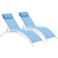 SONNENLIEGE Beauty 2er-Set Blau - Blau, Textil/Metall (181/93/58cm) - Habitat Garten
