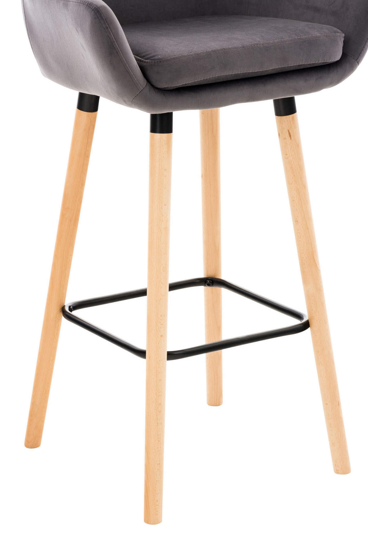 BARHOCKER Grande, Gestell Holz, Samt Grau - Braun/Grau, Holz/Textil (55/99/46cm) - TPFLiving