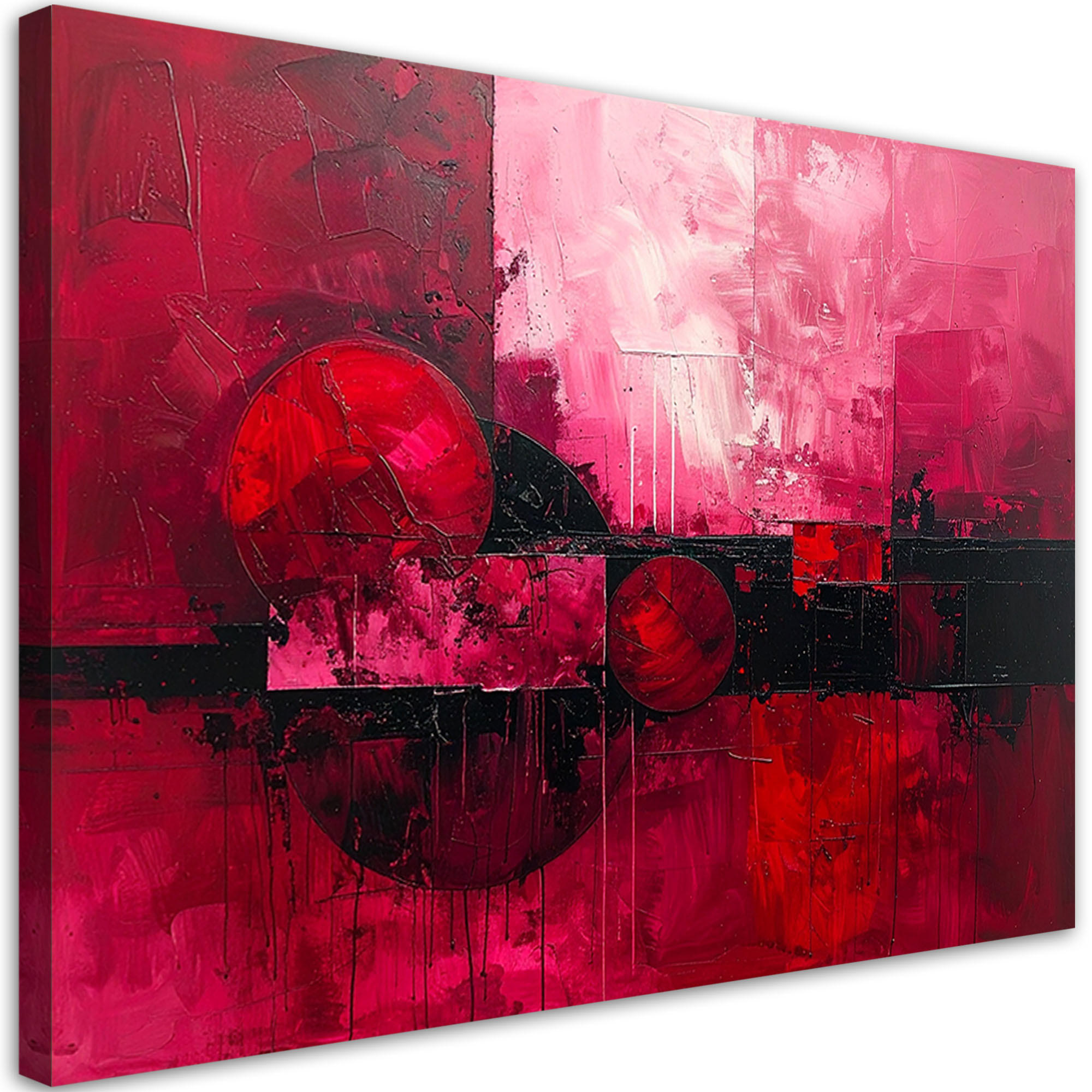 WANDBILD, Karminrote abstrakte Malerei in einer Nachtszene - Rosa, Textil (120/80cm) - Feeby