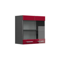 KÜCHENGLASSCHRANK R-Line Rot Hochglanz 60 cm - Bordeaux/Anthrazit, Holzwerkstoff (60/60/31cm) - Vicco