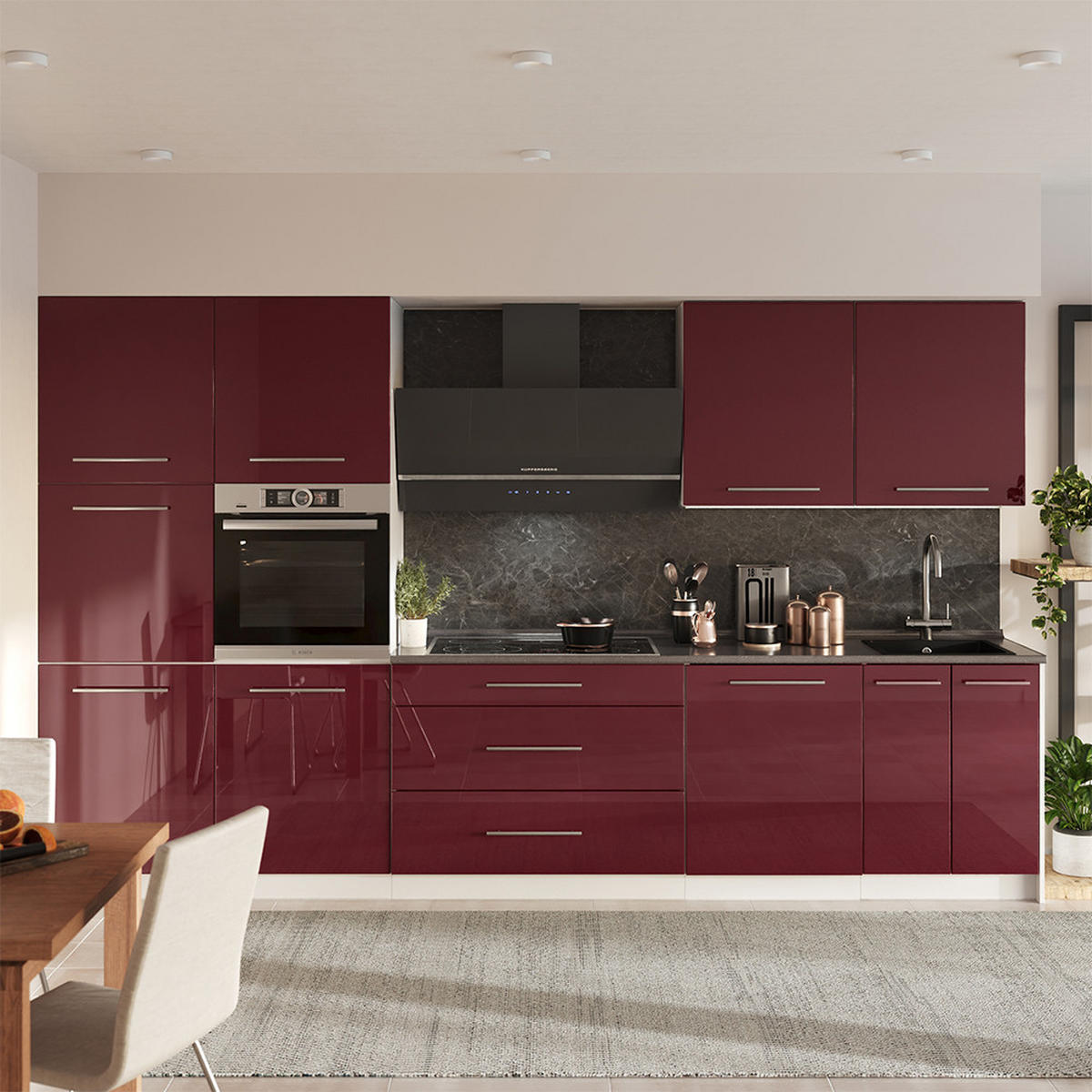SPÜLENUNTERSCHRANK Fame-Line, Bordeaux Hochglanz/Weiß, 60 cm - Bordeaux/Weiß, Holzwerkstoff (60/82/60cm) - Vicco