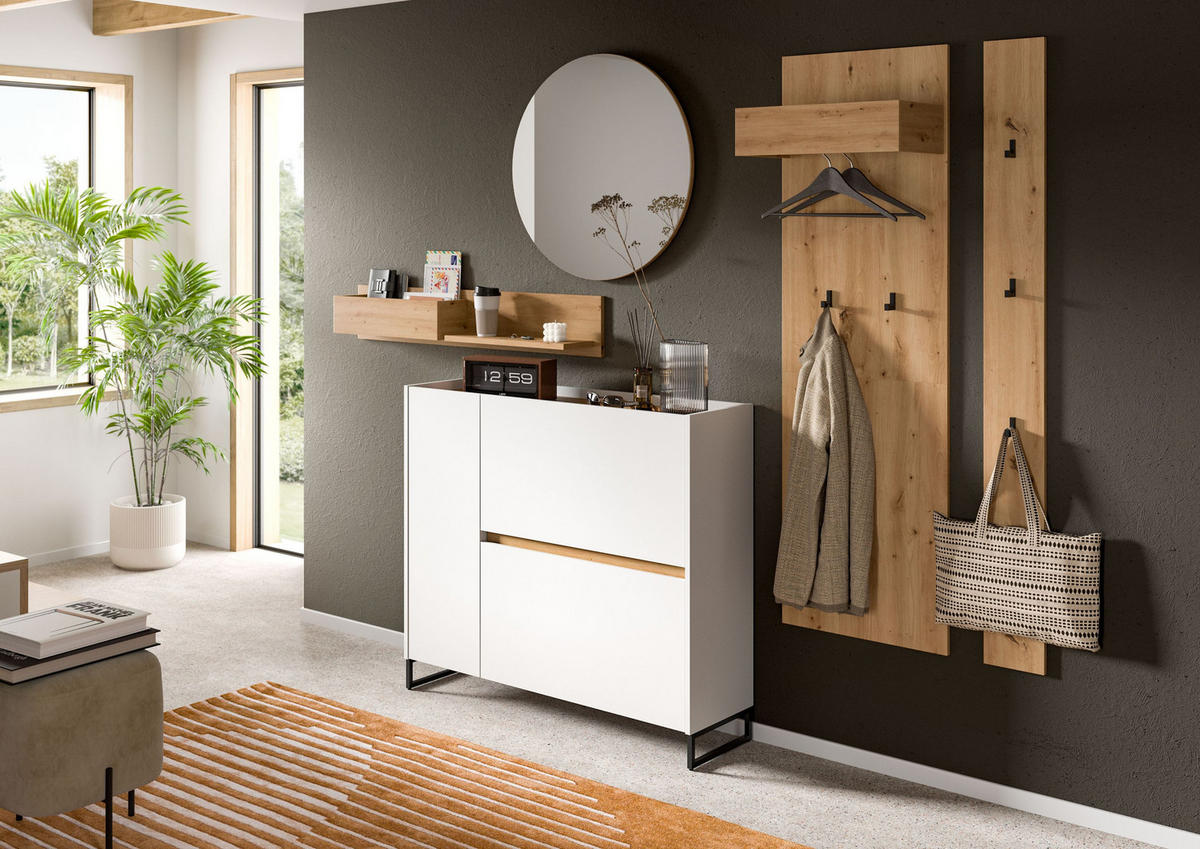 GARDEROBE Flow (B/H/T: ca. 236/197/32 cm) 5 tlg. in Weiß/weiß - Weiß, Holzwerkstoff (236/197/32cm) - Homes & Jones