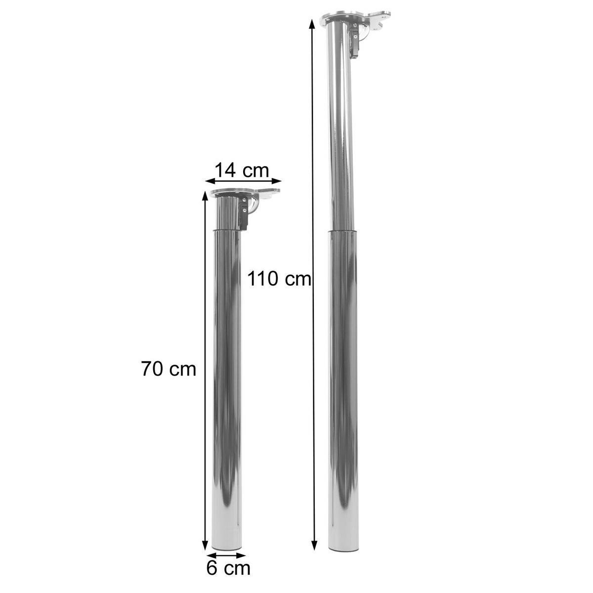 TISCHBEIN rund Grau 4er-Set - Grau, Metall (14/110/6cm) - MCW