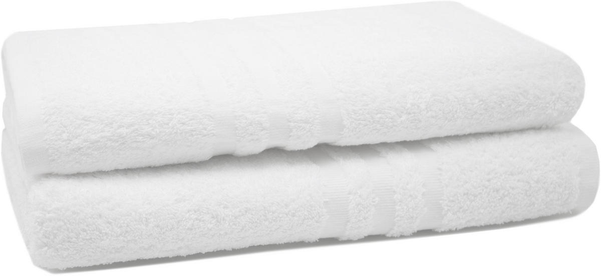 DUSCHTÜCHER, 2er-Set, 70x140 cm, 100% Baumwolle, Weiß - Weiß, Textil (70/140cm) - Zollner