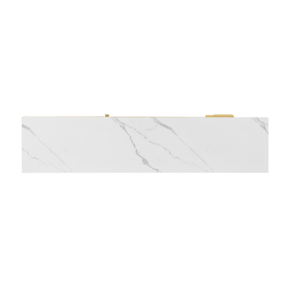 LOWBOARD in Weiß geschnitzter Oberfläche und Marmoroptik für Wohnzimmer, B170/T37/H45cm - Goldfarben/Weiß, Holzwerkstoff/Metall (175/45/40cm) - STILVORA