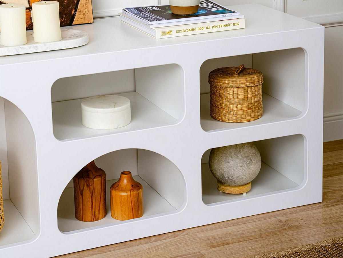 TV-MÖBEL mit 7 Fächern - Weiß - LUELA - Weiß, Holz (160/51/40cm) - Vente-Unique