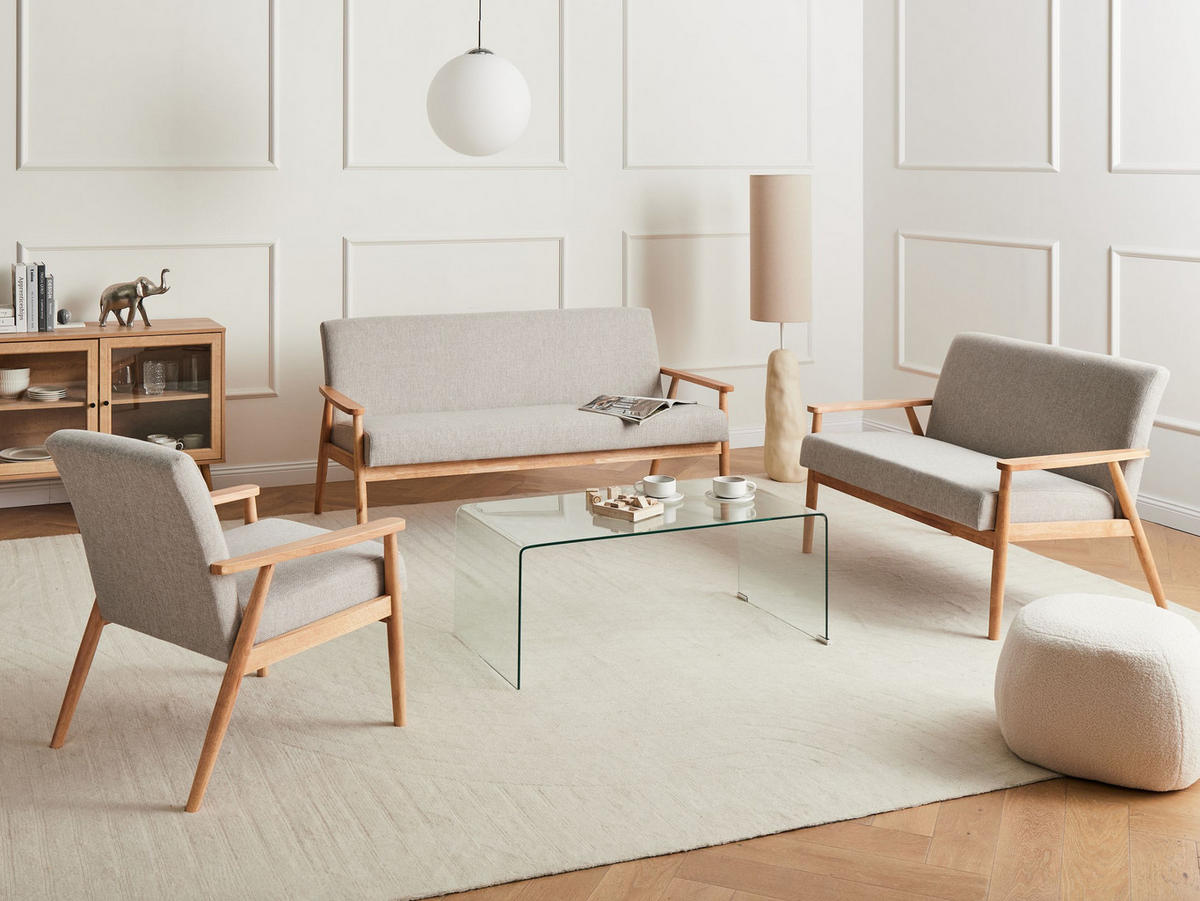 SOFA-SET 6-Sitzer Stoff Hellbraun/Grau Esrum - Hellbraun/Dunkelgrau, Textil (151/79/72cm) - Beliani