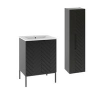 BADMÖBEL 60cm Daria 2er-Set Schwarz - Schwarz, Holzwerkstoff (60/84/45.8cm) - Petits-meubles