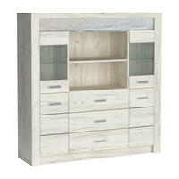 VITRINENKOMMODE Indianapolis I-22 137 x 141,5 x 42 cm Kraft Weiß - Weiß, Holzwerkstoff/Metall (137/141.5/42cm) - Koseto