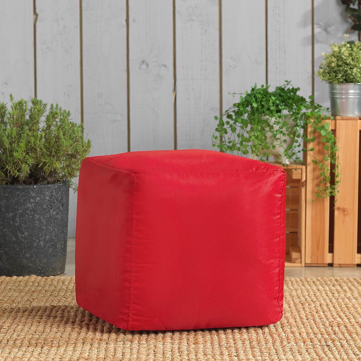 SITZPOUF Outdoor Würfel - Rot, Kunststoff (38/38/38cm) - Veeva