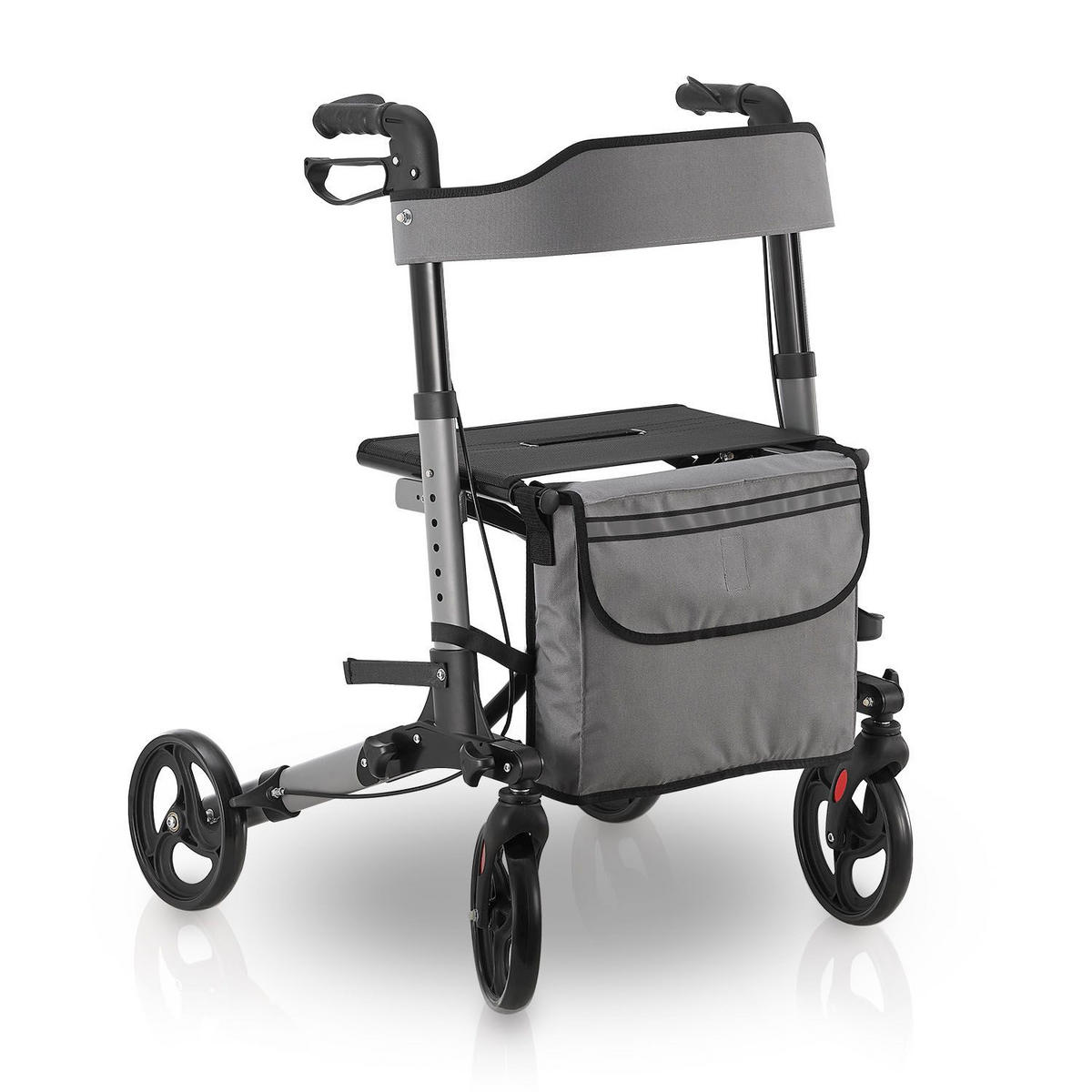 ROLLATOR Vital grau klappbar mit Sitzfläche & Einkaufstasche - Grau, Metall (63/80/68cm) - Juskys