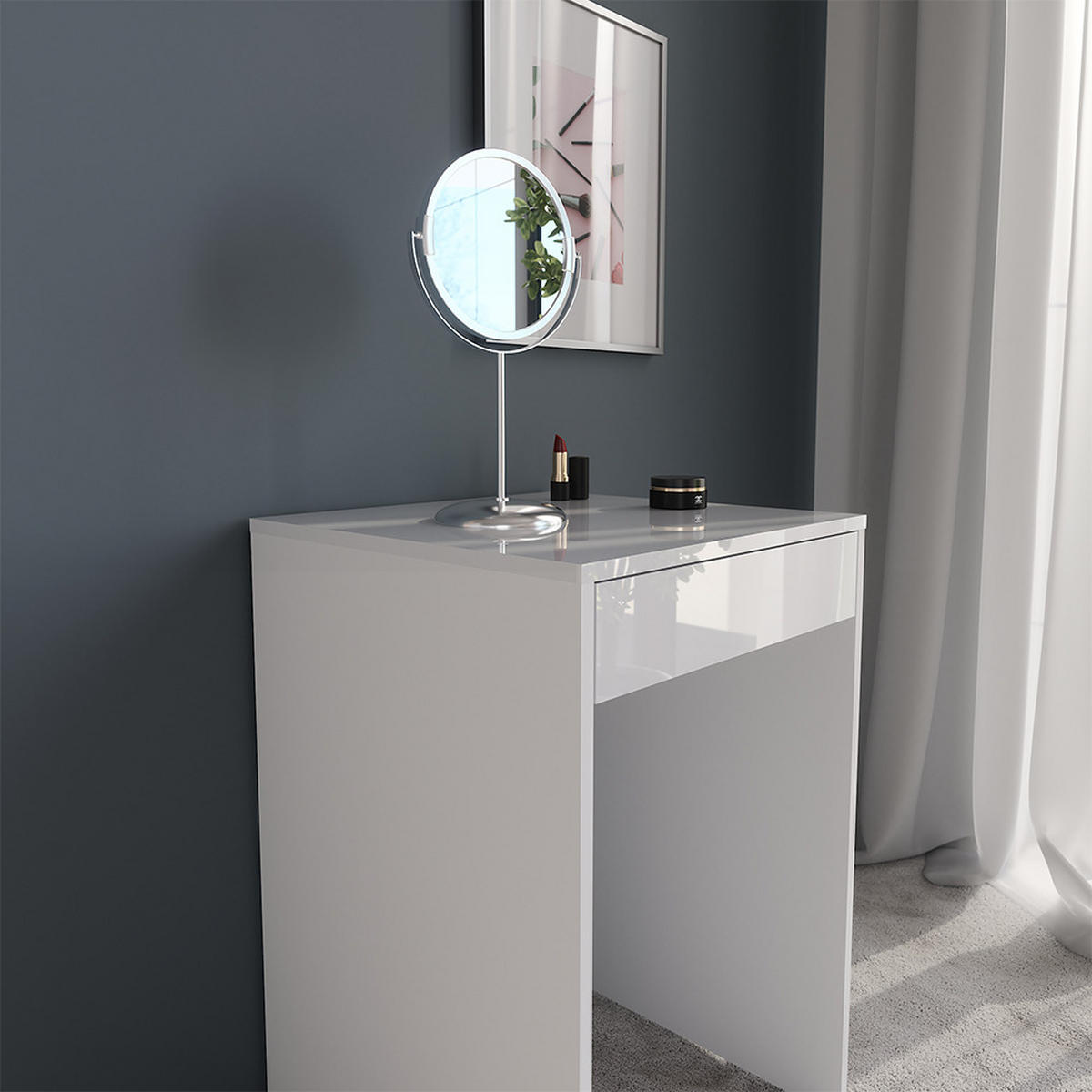 TOALETNÍ STOLEK Sherry Bílá/bílý vysoký lesk - vysoce lesklá bílá, kompozitní dřevo (51.4/76/50.1cm) - Vicco