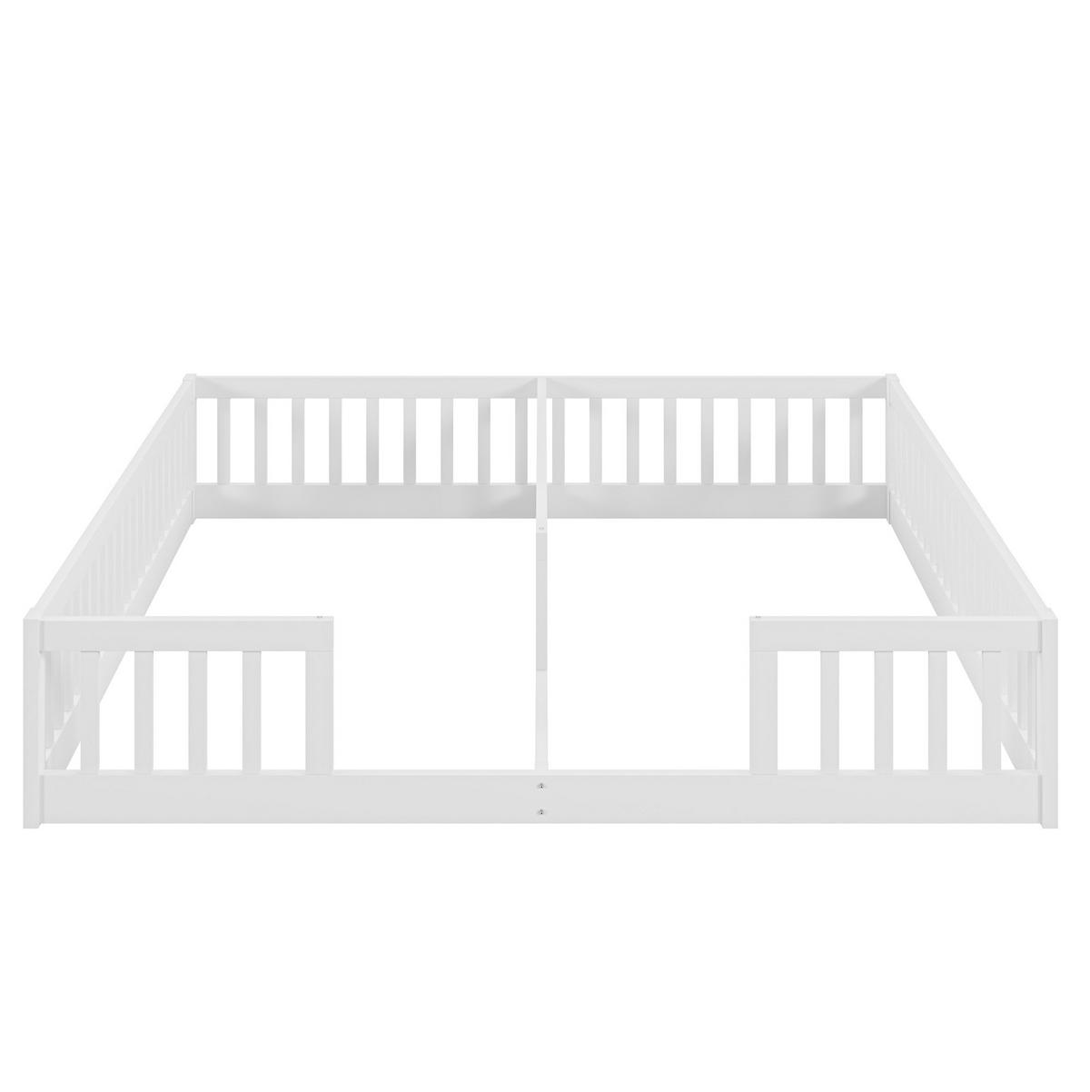 KINDERBETT 204/187/40 cm mit 2 Liegeflächen 90/200 cm und Sicherheitsgitter - Weiß, Holzwerkstoff (90/200cm) - BEAOK