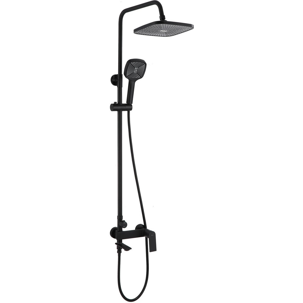 DUSCHGARNITUR Rea Storm Black Matt - Schwarz, Metall (30/136/45cm) - REA