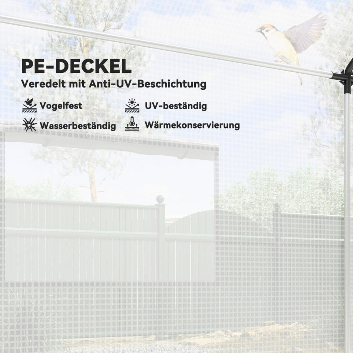 GEWÄCHSHAUS 3x2x2 m Folie 4 Fenster UV Schutz - Weiß, Metall (300/200/200cm) - Fortuna Lai