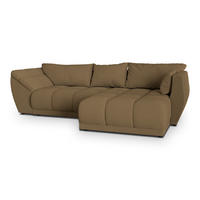 ECKSOFA ORENTI R-S Orange Boucle-Stoff mit Schlaffunktion - Orange, Holz (287/182cm) - MASSENO