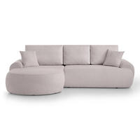 ECKSOFA Teddy L hellrosa, Bouclé-Stoff, links - Hellrosa/Schwarz, Textil (270/170cm) - Beautysofa