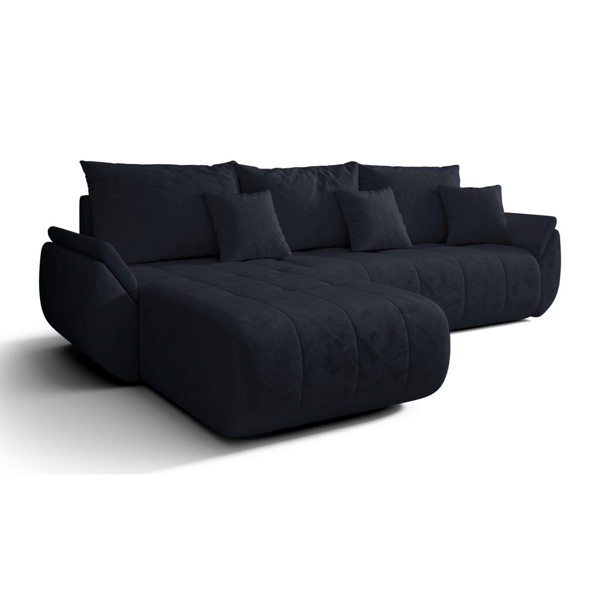 ECKSOFA Romuldi mit Schlaffunktion, Anthrazit Samt, linksseitig - Anthrazit/Schwarz, Kunststoff/Textil (280/185cm) - Selsey