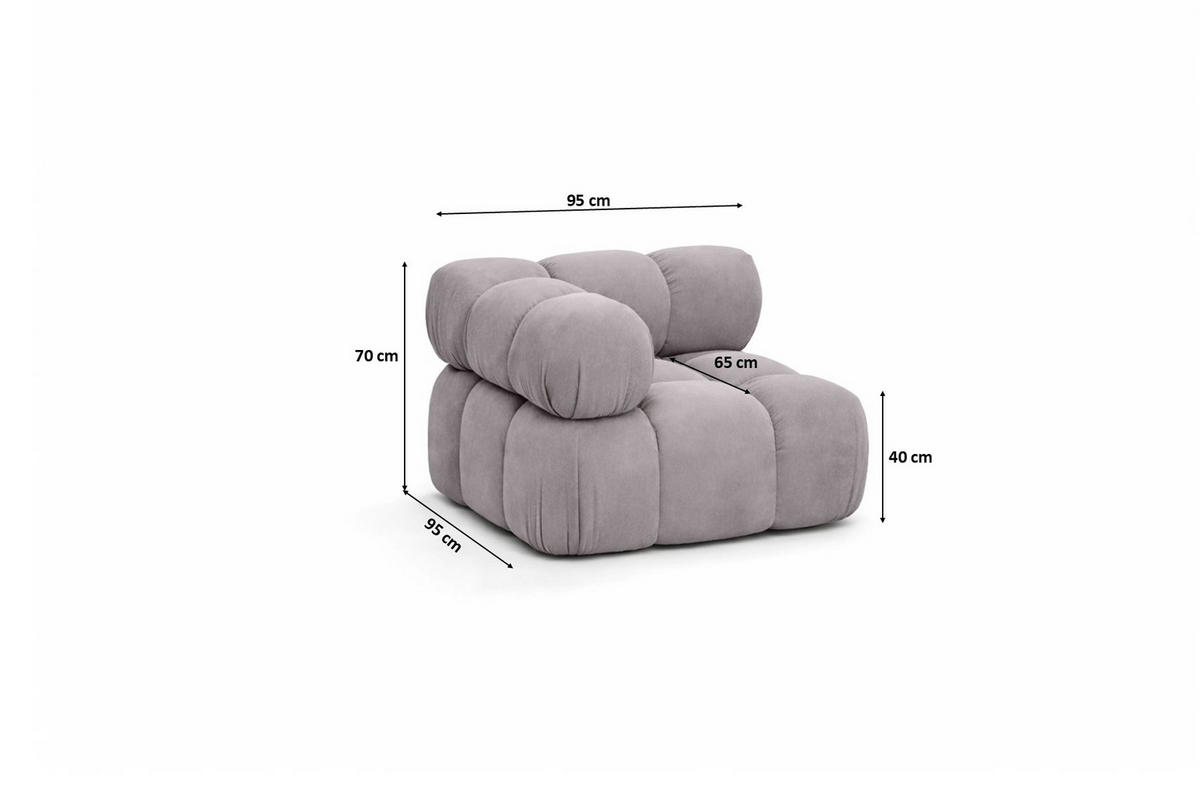 ECKMODUL, Für Modulares System, Stoff Salvador, Grau, Selia - Grau, Holz (95/70/95cm) - Kaiser Möbel