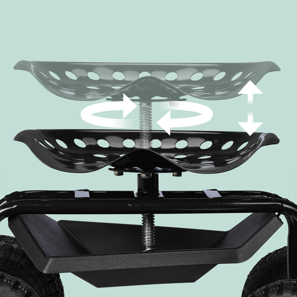 GARTENSITZ - Schwarz, Kunststoff/Metall (42/54/81cm) - Relaxdays