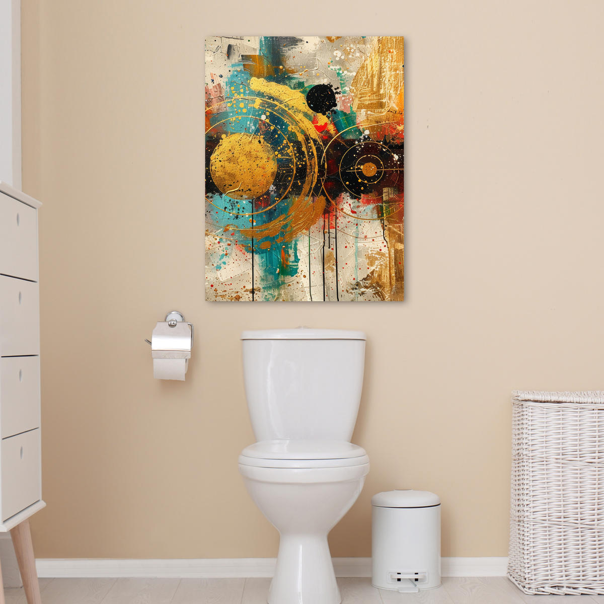 OBRAZ NA PLÁTNE Abstraktné - umenie - zlaté - moderné 50x70 cm - viacfarebná, textil (50/70cm) - MuchoWow