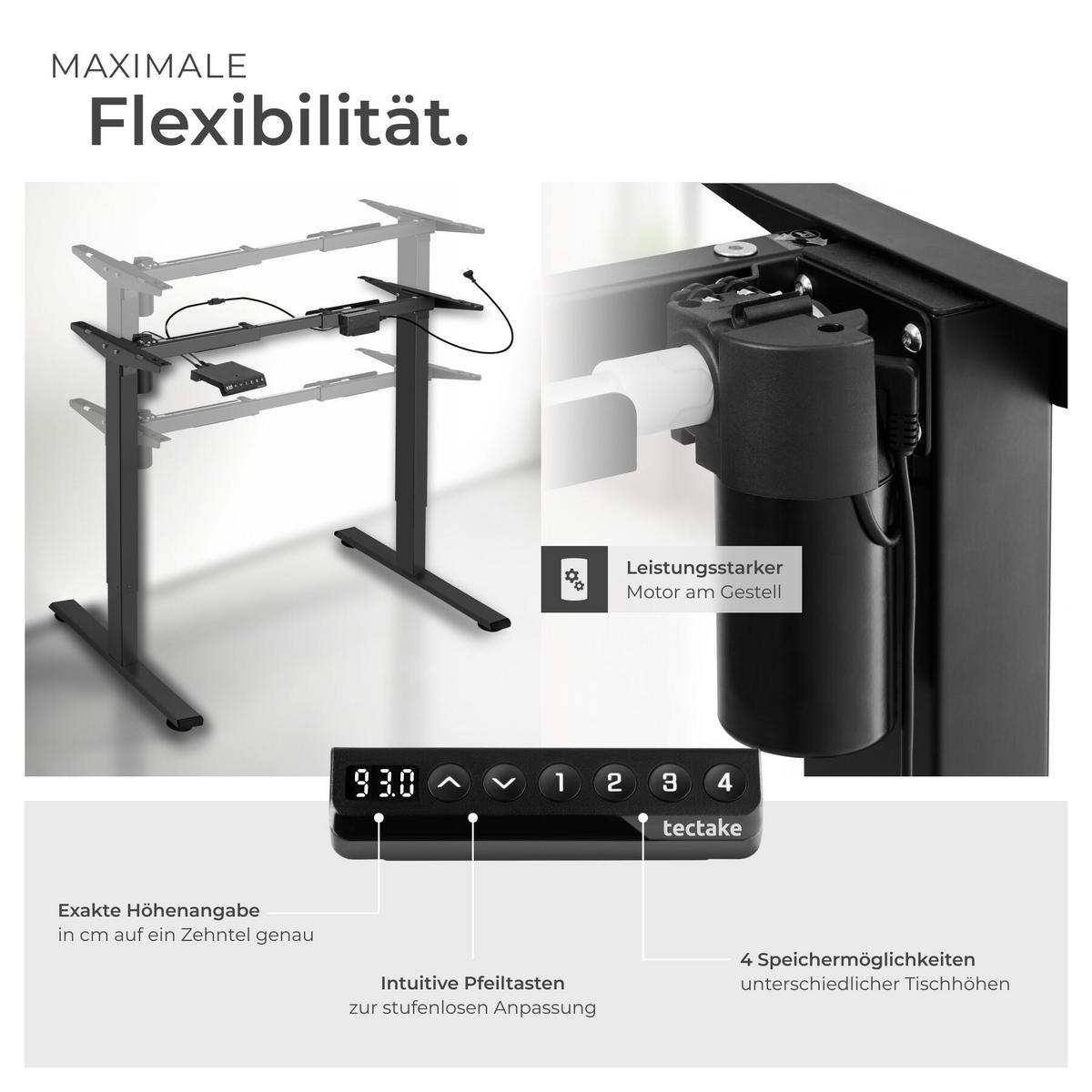 TISCHGESTELL Piotr, 85 - 129 x 65 x 71 - 121 cm, schwarz - Schwarz, Metall (129/65/121cm) - tectake