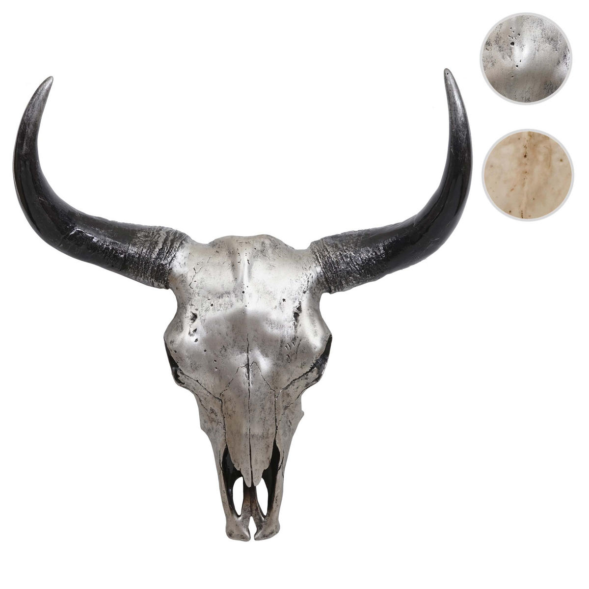 DEKO SCHÄDEL STIER Silbergrau - Grau, Stein (42/45/15cm) - MCW