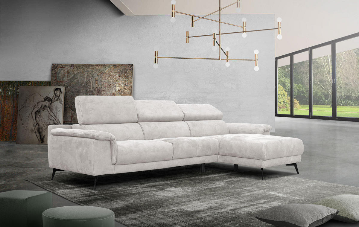 ECKSOFA FIERO 4-Sitzer, ecru - Ecru/Schwarz, Holzwerkstoff/Textil (288/170cm) - Courtois Laville
