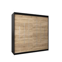 SCHWEBETÜRENSCHRANK 200/200/62 2-türig - Silberfarben/Schwarz, Holz/Kunststoff (200/200/62cm) - Abiks Möbel