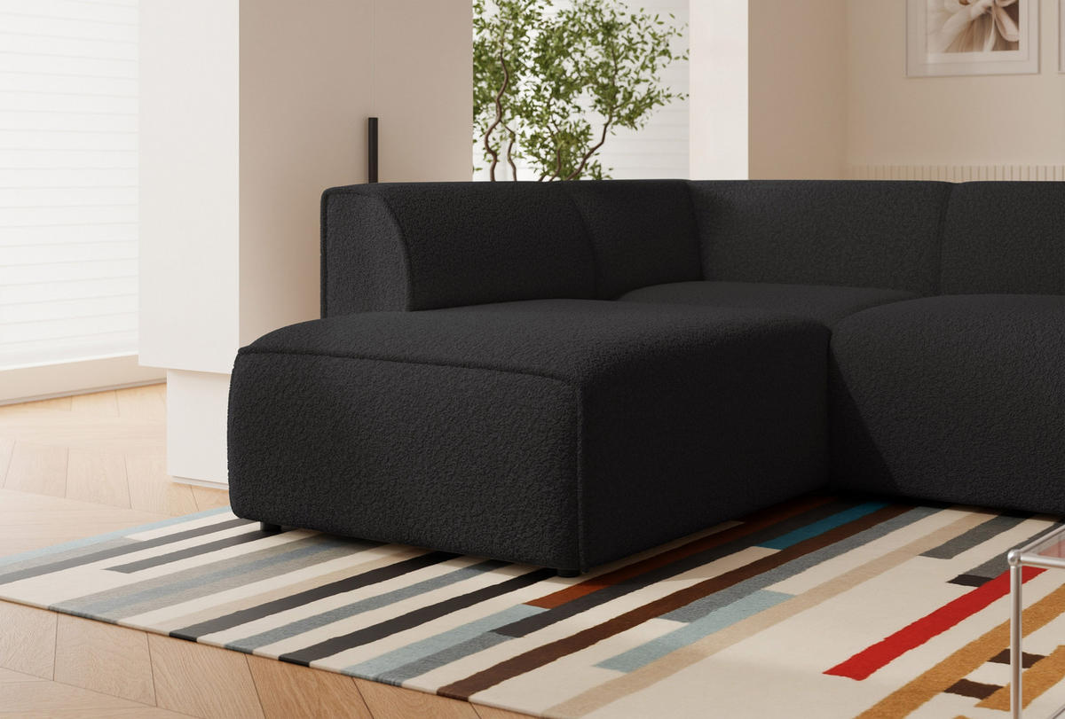 ECKSOFA ZAVO Feiner Mischstoff in Anthrazit - Anthrazit, Holzwerkstoff/Kunststoff (310/218cm) - Idohome