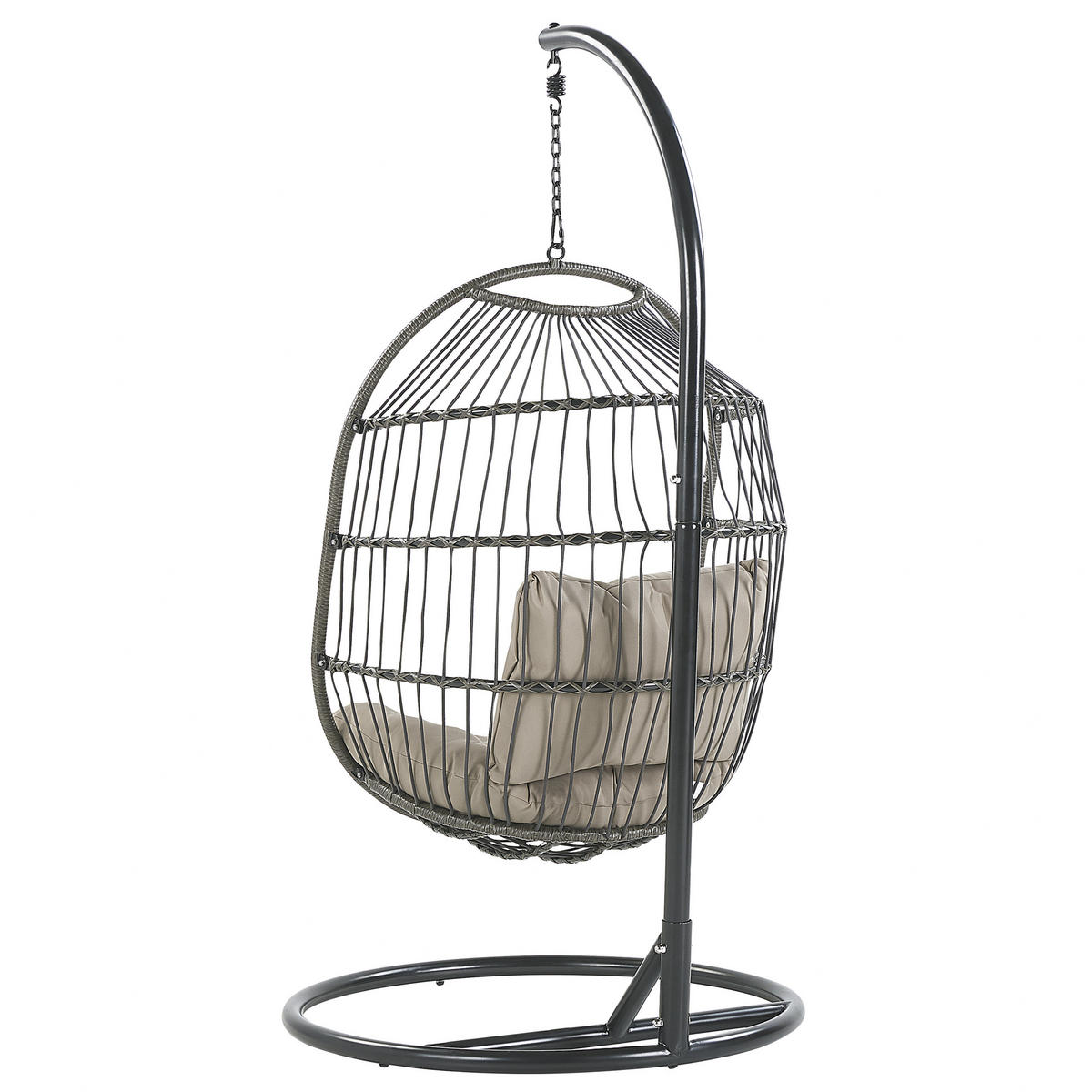 HÄNGESESSEL mit Gestell PE Rattan/Flechtseil schwarz 102 cm Alba - Schwarz, Kunststoff (102/200/102cm) - Beliani